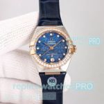 Swiss Copy Omega Constellation Manhattan Watch Cal.8700 Blue aventurine dial Diamond-set